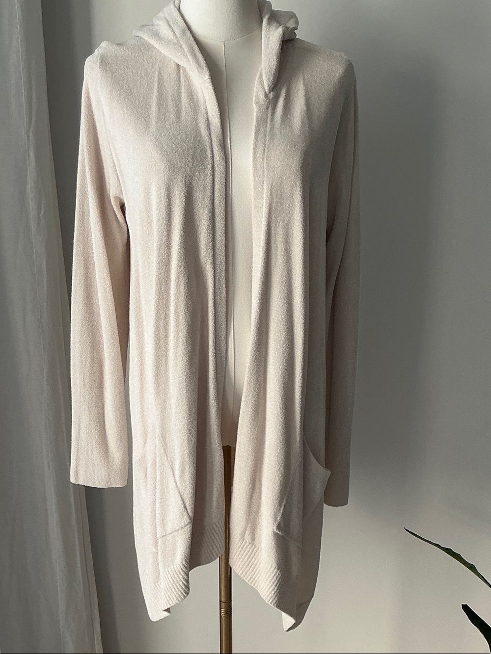 Barefoot Dreams Cream Hooded Open-Front Cardigan